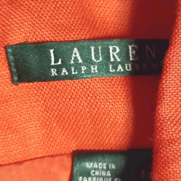 Lauren Ralph Lauren  Single Breasted 100% Linen Lined Orange Jacket Women Size 8 - Picture 11 of 14